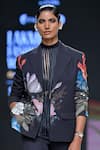 Buy_Pankaj & Nidhi_Black Heavy Crepe Print Blossom Lapel Magnified Still Life Blazer  _at_Aza_Fashions