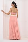 Aariyana Couture_Peach Bustier And Jacket- Satin Organza Hand Scalloped Tassel & Skirt Set _Online