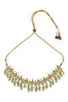 Shop_Nepra By Neha Goel_Gold Plated Kundan Floral Pattern Choker Necklace With Earrings _Online_at_Aza_Fashions