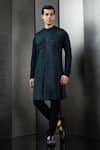 Buy_Rohit Gandhi + Rahul Khanna_Green Georgette Pintucked Kurta And Pant Set _at_Aza_Fashions