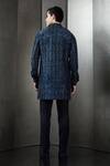 Shop_Rohit Gandhi + Rahul Khanna_Blue Viscose Dupion Printed Feather Textured Short Kurta _at_Aza_Fashions
