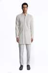 Buy_Rohit Gandhi + Rahul Khanna_Off White Embroidered Thread And Sequin Work Short Kurta _at_Aza_Fashions