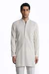 Shop_Rohit Gandhi + Rahul Khanna_Off White Embroidered Thread And Sequin Work Short Kurta _at_Aza_Fashions