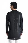 Shop_Rohit Gandhi + Rahul Khanna_Black Embroidered Thread And Sequin Work Short Kurta _at_Aza_Fashions