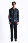Buy_Rohit Gandhi + Rahul Khanna_Blue Silk Flamboyant Glitch Print Shirt _at_Aza_Fashions