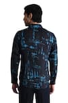 Shop_Rohit Gandhi + Rahul Khanna_Blue Silk Flamboyant Glitch Print Shirt _at_Aza_Fashions