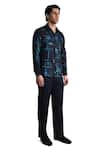 Shop_Rohit Gandhi + Rahul Khanna_Blue Silk Flamboyant Glitch Print Shirt _Online_at_Aza_Fashions