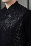 Rohit Gandhi + Rahul Khanna_Black Crepe Embroidery Astrophel Sequin Jaal Bundi _Online_at_Aza_Fashions