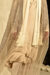 Shop_Rohit Gandhi + Rahul Khanna_Beige Tulle Embroidered Real Pearls Greko Cape Jacket _Online_at_Aza_Fashions