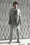 Buy_Rohit Gandhi + Rahul Khanna_Blue Georgette Plain Arris Double Layered Kurta And Pyjama Set _at_Aza_Fashions