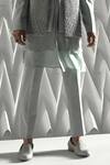 Rohit Gandhi + Rahul Khanna_Blue Georgette Plain Arris Double Layered Kurta And Pyjama Set _Online_at_Aza_Fashions