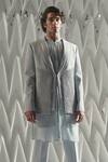 Buy_Rohit Gandhi + Rahul Khanna_Blue Georgette Plain Arris Double Layered Kurta And Pyjama Set _Online_at_Aza_Fashions
