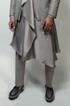 Shop Rohit Gandhi + Rahul Khanna Grey Satin Plain Ashlar Draped Kurta And Pyjama Set Online at Aza Fashions Shop_Rohit Gandhi + Rahul Khanna_Grey Satin Plain Ashlar Draped Kurta And Pyjama Set _Online_at_Aza_Fashions