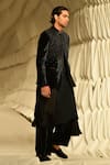 Buy_Rohit Gandhi + Rahul Khanna_Green Georgette Plain Spaced Out Pintuck Kurta And Pyjama Set _at_Aza_Fashions