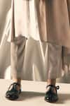 Shop_Rohit Gandhi + Rahul Khanna_Beige Satin Solid Fitted Trouser _Online_at_Aza_Fashions