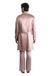 Shop_Rohit Gandhi + Rahul Khanna_Pink Silk Satin Solid Long Jacket _at_Aza_Fashions