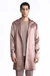 Buy_Rohit Gandhi + Rahul Khanna_Pink Silk Satin Solid Long Jacket _Online_at_Aza_Fashions