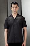 Rohit Gandhi + Rahul Khanna_Black Georgette Embroidery Silk Thread And Bead Shirt _Online_at_Aza_Fashions