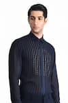 Rohit Gandhi + Rahul Khanna_Blue Viscose Crystals Embroidered Shirt _Online_at_Aza_Fashions