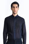 Buy_Rohit Gandhi + Rahul Khanna_Blue Viscose Crystals Embroidered Shirt _Online_at_Aza_Fashions
