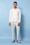 Buy_Rohit Gandhi + Rahul Khanna_Off White Linen Patch Striped Shirt _at_Aza_Fashions