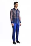 Buy_Rohit Gandhi + Rahul Khanna_Blue Tulle Embroidered Crystal Sheer Shirt _Online_at_Aza_Fashions