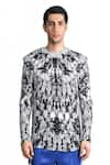 Rohit Gandhi + Rahul Khanna_Black Silk Crepe Printed High Low Shirt _Online_at_Aza_Fashions