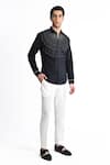 Buy_Rohit Gandhi + Rahul Khanna_Black Cotton Embroidery Thread Shirt _Online_at_Aza_Fashions
