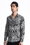 Rohit Gandhi + Rahul Khanna_Black Silk, Crepe Printed Shirt _Online_at_Aza_Fashions