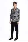 Buy_Rohit Gandhi + Rahul Khanna_Black Silk, Crepe Printed Shirt _Online_at_Aza_Fashions