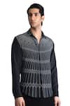 Buy_Rohit Gandhi + Rahul Khanna_Black Silk, Crepe Digital Geometric Print Shirt _Online_at_Aza_Fashions