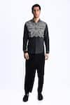 Buy_Rohit Gandhi + Rahul Khanna_Black Silk, Crepe Placement Print Shirt _at_Aza_Fashions