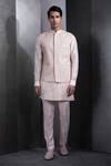 Buy_Rohit Gandhi + Rahul Khanna_Pink Silk Embroidery Thread Bundi _at_Aza_Fashions