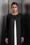 Shop_Rohit Gandhi + Rahul Khanna_Black Poly Georgette Embroidered Glass Bead Round Neck Kurta _Online_at_Aza_Fashions