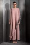 Buy_Rohit Gandhi + Rahul Khanna_Pink Georgette Embroidered Sequin Round Metallic Layered Kaftan _at_Aza_Fashions