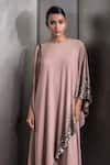 Shop_Rohit Gandhi + Rahul Khanna_Pink Georgette Embroidered Sequin Round Metallic Layered Kaftan _Online_at_Aza_Fashions