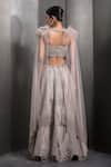 Shop_Rohit Gandhi + Rahul Khanna_Grey Tulle Embroidered Cord Boat Neck Sequin Scalloped Lehenga With Blouse _at_Aza_Fashions