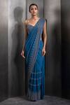 Buy Rohit Gandhi + Rahul Khanna Blue Silk, Georgette Cut Work, Cutdana Embroidered Pre-draped Saree With Blouse at Aza Fashions Buy_Rohit Gandhi + Rahul Khanna_Blue Silk, Georgette Cut Work, Cutdana Embroidered Pre-draped Saree With Blouse _at_Aza_Fashions