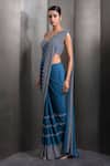 Buy Rohit Gandhi + Rahul Khanna Blue Silk, Georgette Cut Work, Cutdana Embroidered Pre-draped Saree With Blouse Online at Aza Fashions Buy_Rohit Gandhi + Rahul Khanna_Blue Silk, Georgette Cut Work, Cutdana Embroidered Pre-draped Saree With Blouse _Online_at_Aza_Fashions