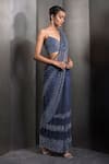 Buy Rohit Gandhi + Rahul Khanna Blue Tulle Cut Work, Cutdana Chevron Embroidered Pre-draped Saree With Blouse Online at Aza Fashions Buy_Rohit Gandhi + Rahul Khanna_Blue Tulle Cut Work, Cutdana Chevron Embroidered Pre-draped Saree With Blouse _Online_at_Aza_Fashions