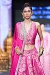 Shop_Pallavi Jaipur_Pink Corset And Skirt Brocade Embroidered Aari Jama Gulabi Set _at_Aza_Fashions