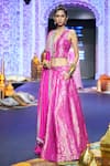 Pallavi Jaipur_Pink Corset And Skirt Brocade Embroidered Aari Jama Gulabi Set _Online_at_Aza_Fashions