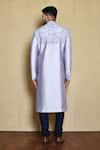 Shop_Arihant Rai Sinha_Grey Silk, Cotton Sequins, Embroidery Floral Vine Sherwani Set _at_Aza_Fashions