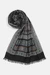 Shop_Shingora_Black Jay Metallic Geometric Woven Muffler _at_Aza_Fashions