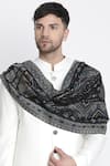 Shingora_Black Jay Metallic Geometric Woven Muffler _Online_at_Aza_Fashions