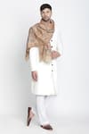 Buy_Shingora_Beige Jay Metallic Geometric Woven Muffler _at_Aza_Fashions
