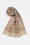 Shop_Shingora_Beige Jay Metallic Geometric Woven Muffler _at_Aza_Fashions