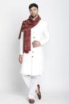 Buy_Shingora_Maroon Faizal Metallic Mughal Woven Muffler_at_Aza_Fashions