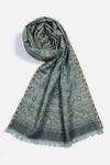 Shop_Shingora_Blue Haider Metallic Mughal Woven Muffler _at_Aza_Fashions