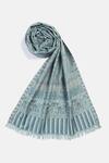 Shop_Shingora_Blue Designer Woven Muffler With Tassel Border _at_Aza_Fashions